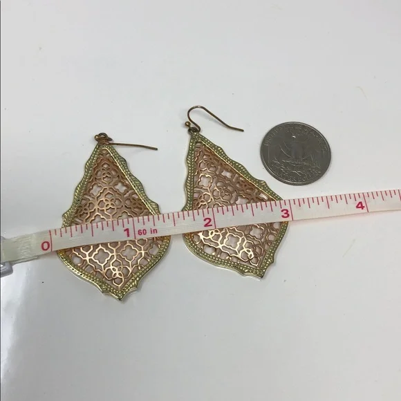 Kendra Scott Earrings Adair Gold & Rose Gold Drop Style For Pierced Ears - Picture 7 of 9